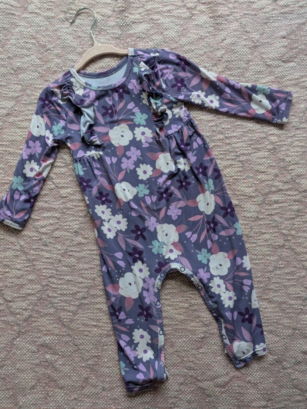 Little Sleepies Purple Floral One Piece Outfit Size 6-12m